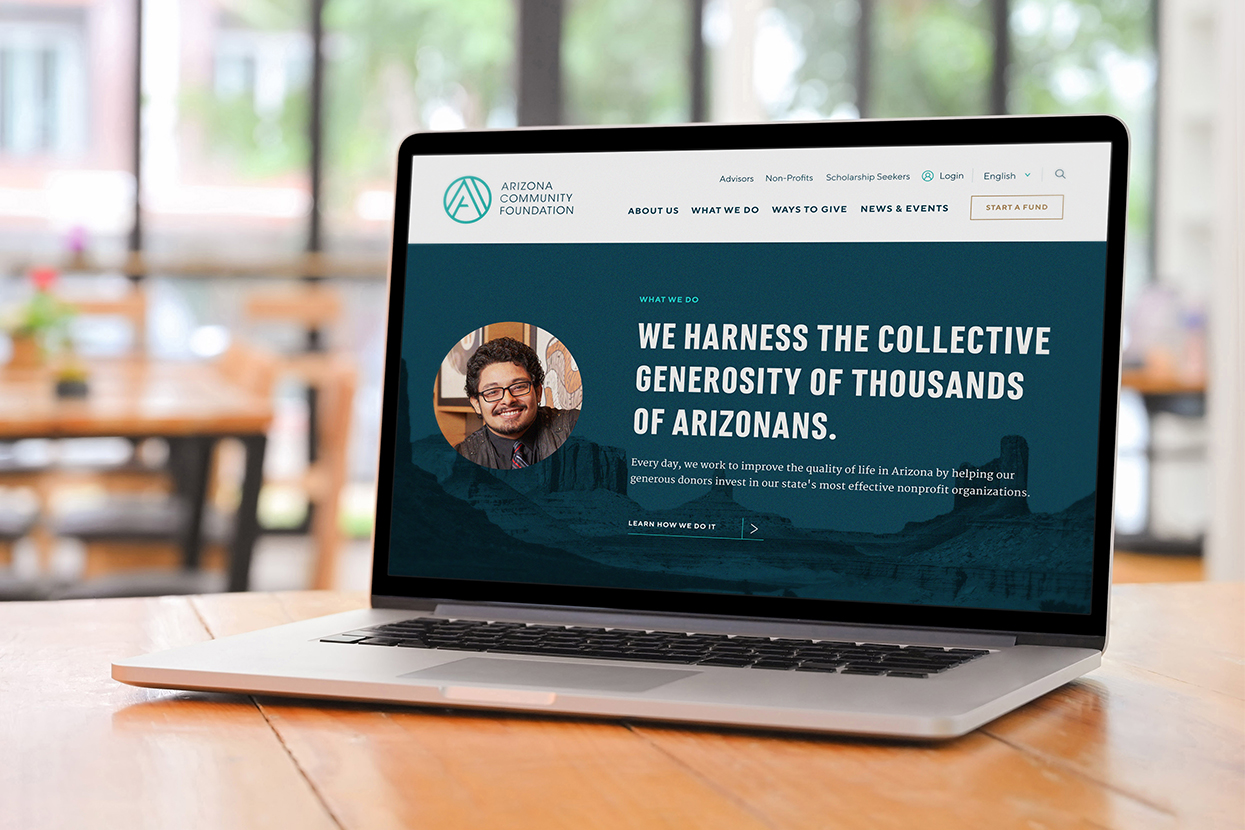 A photo of a laptop with the Arizona Community Foundation homepage open