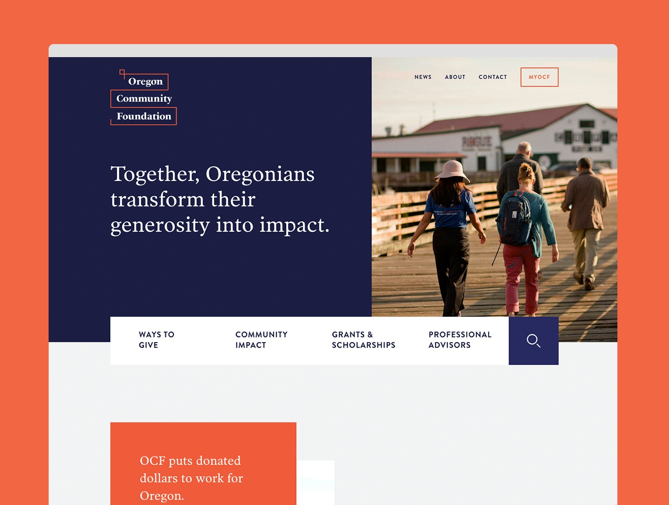 An image of the homepage for Oregon Community Foundation