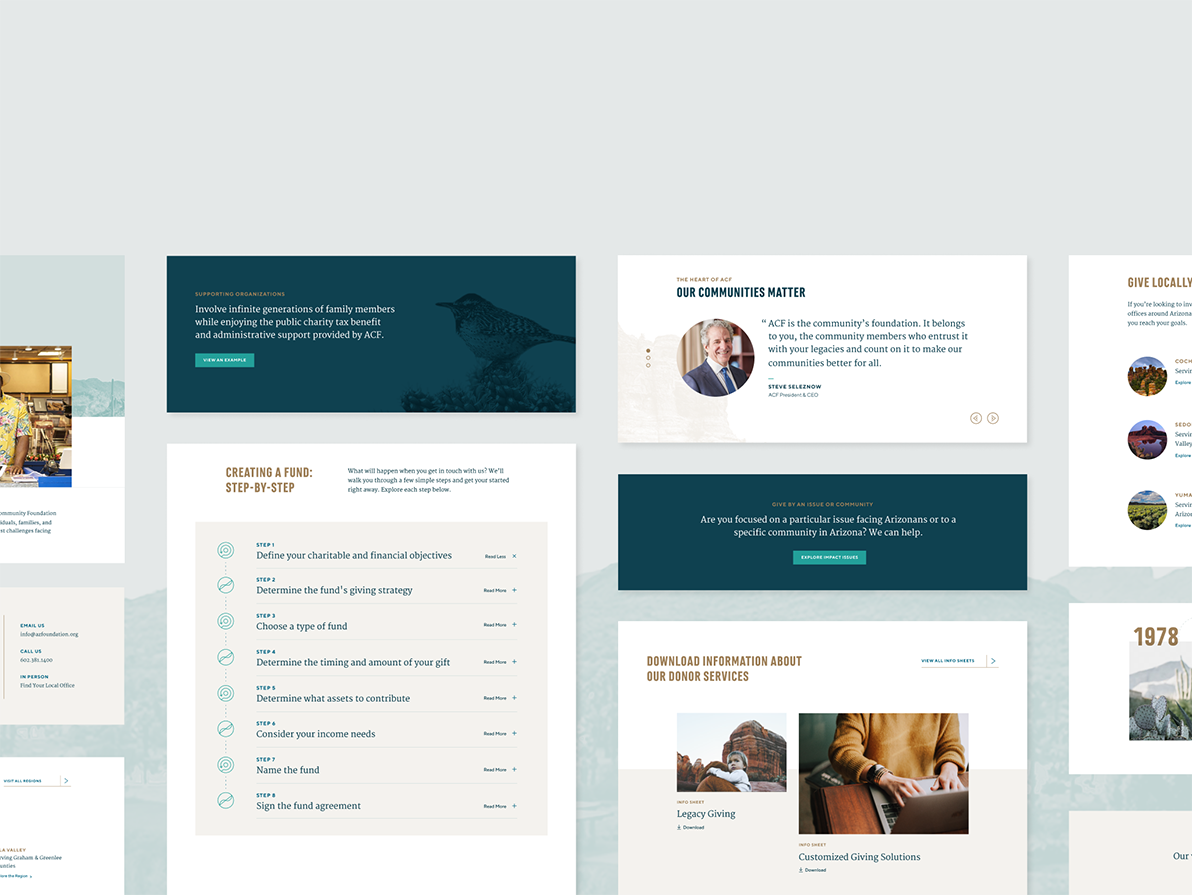 Modular components from the new ACF website