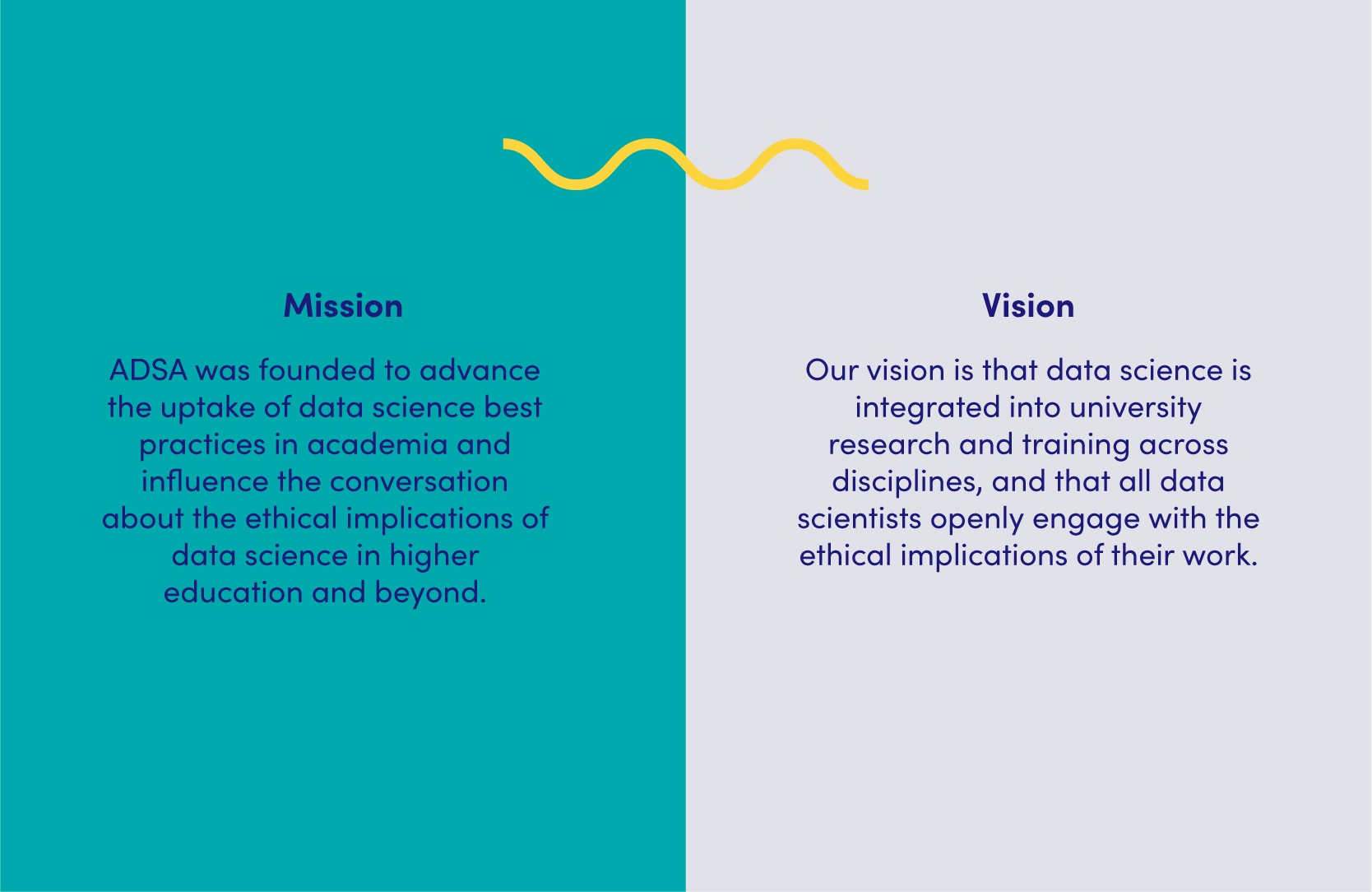 2 columns of text defining ADSA's mission and vision