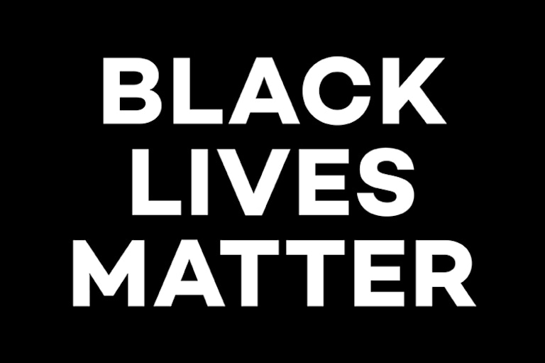 Black Lives Matter white text on black background.