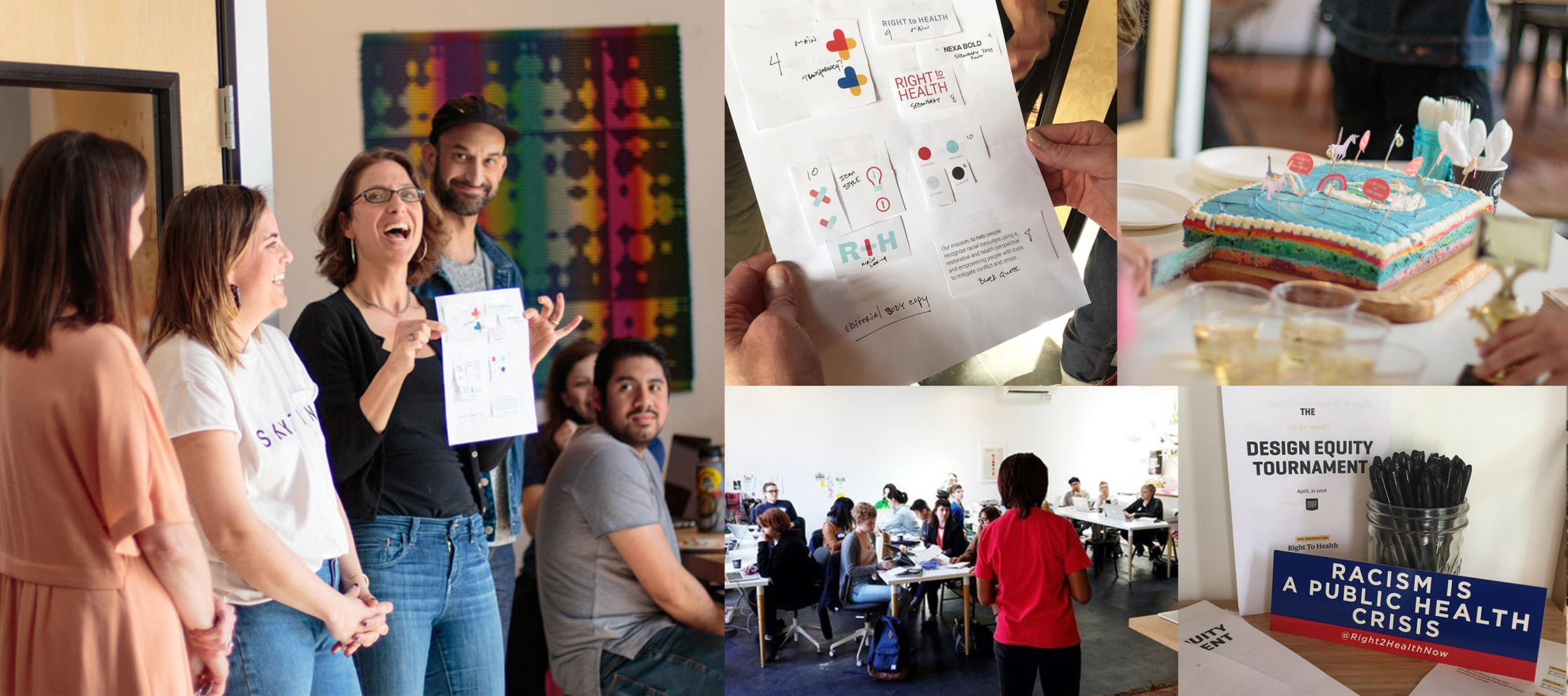 Images of people participating in a design tournament. 