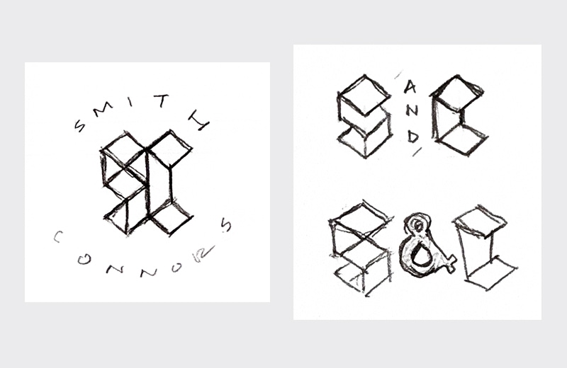 Sketches of possible logos for Smith and Connors. 
