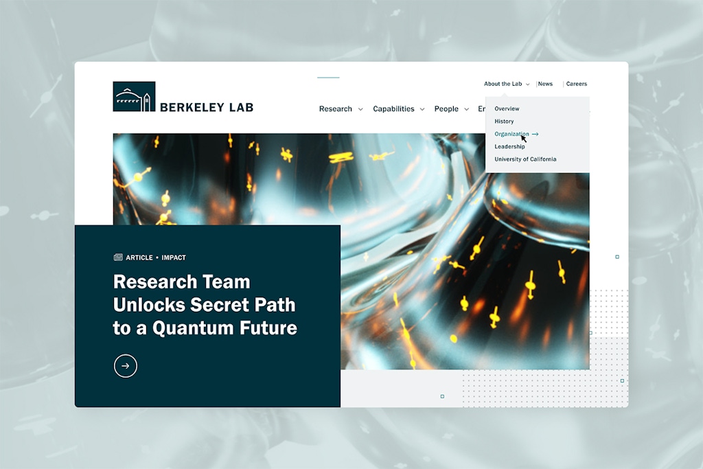 Screenshot of the heading of a Quantum Future article on the Berkeley Lab website.