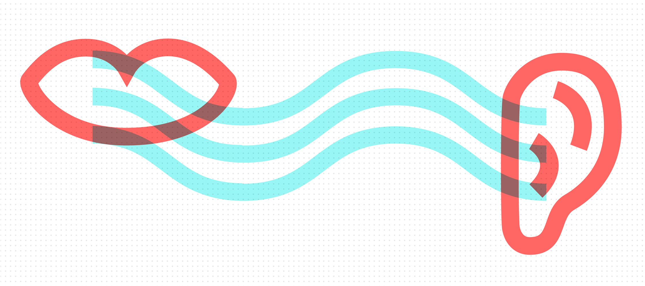 Graphic of a soundwaves coming from a mouth into an ear.