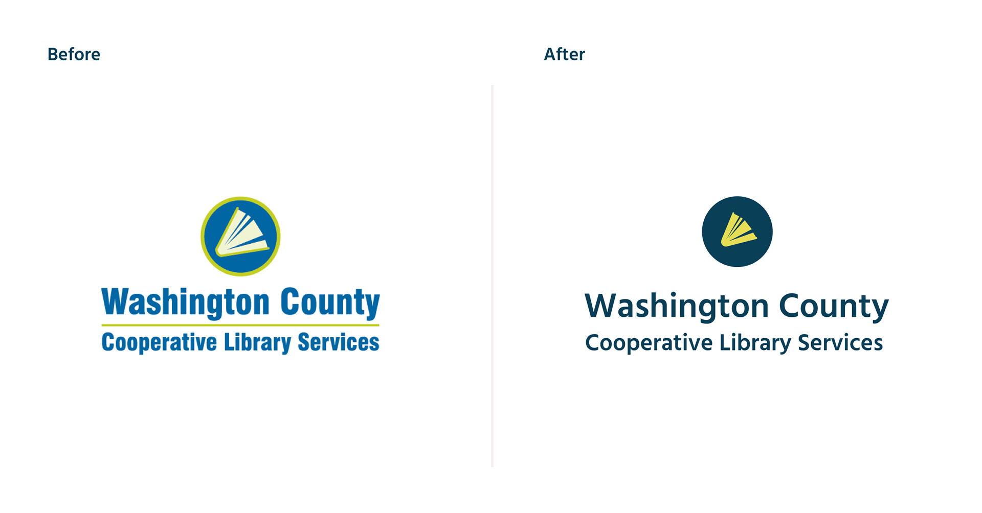 A before and after comparison of the WCCLS logo