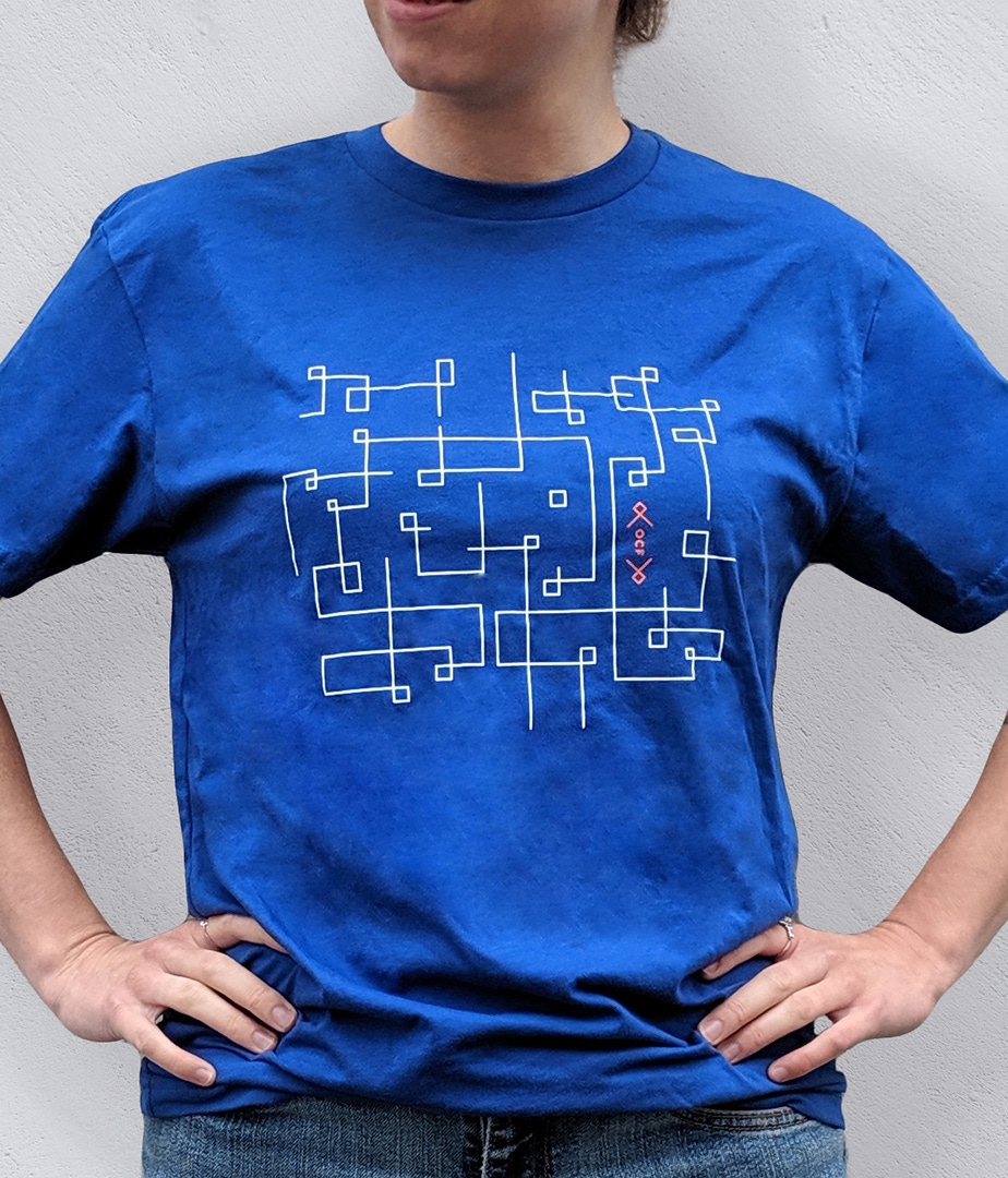 Women wearing a blue Oregon Community Foundation tee shirt