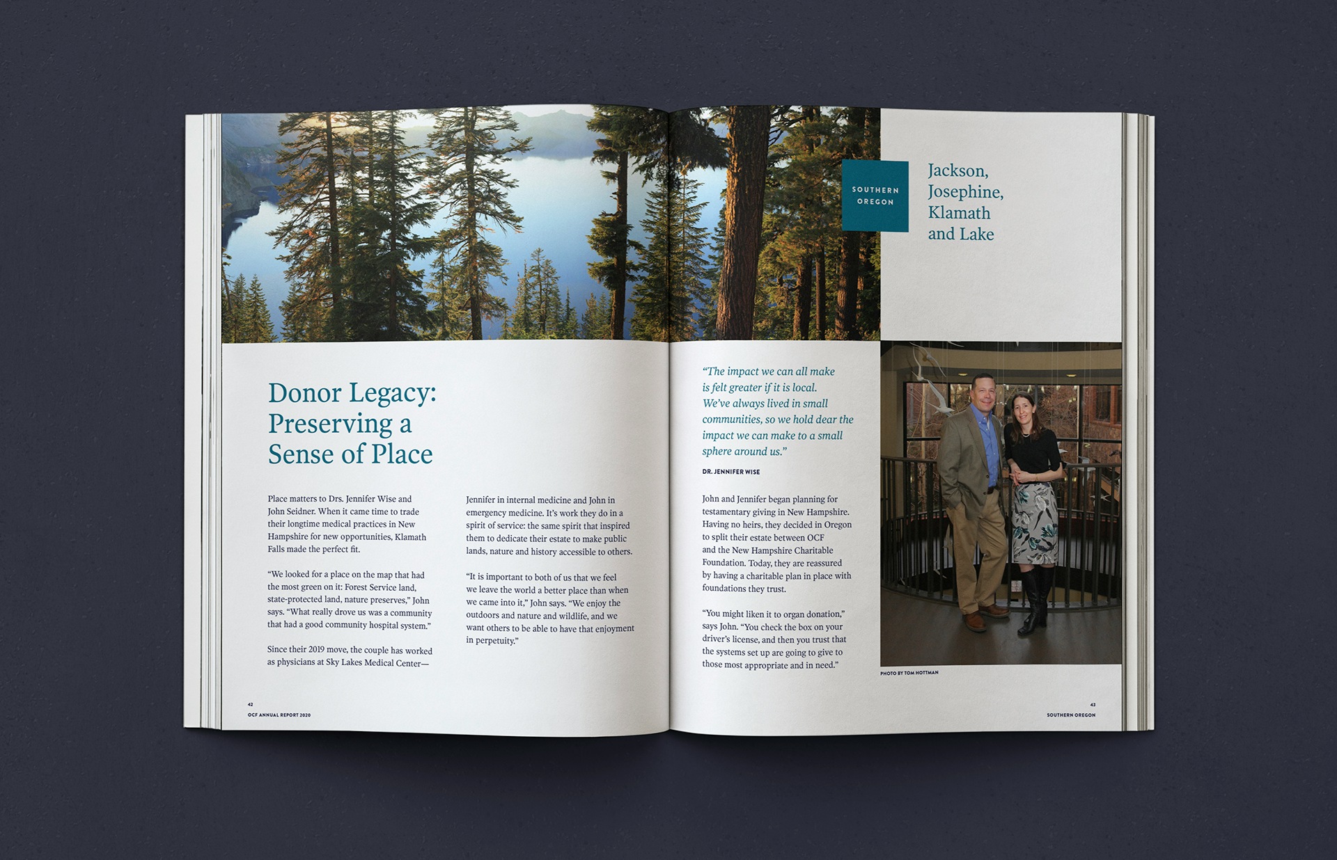A preview of a donor spotlight story in the 2020 OCF Annual Report