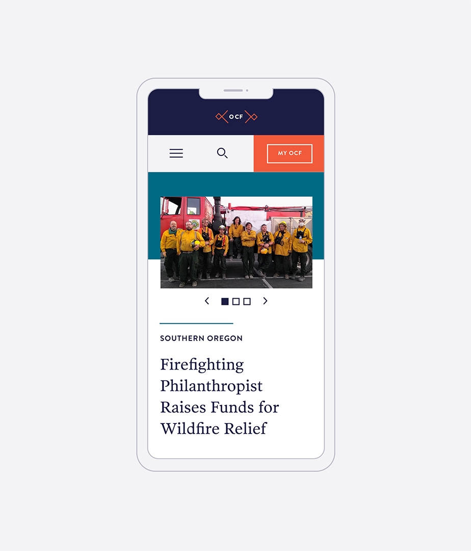 Mobile view of Oregon Community Foundation website