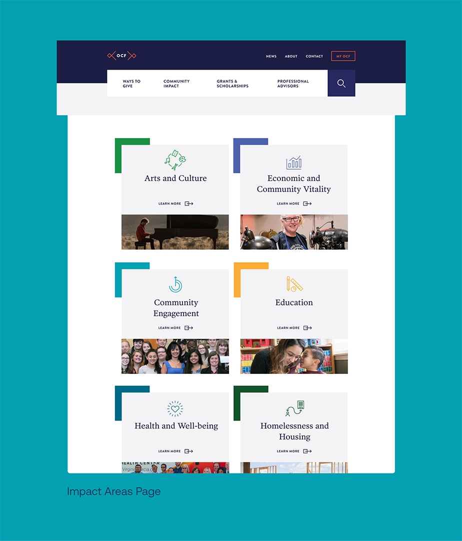 Screenshot of Oregon Community Foundation Impact Areas page