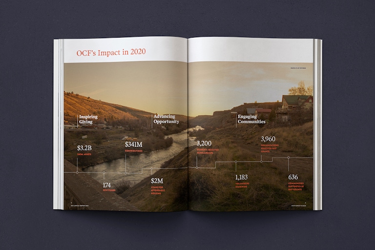 Full page spread from the 2020 OCF Annual Report