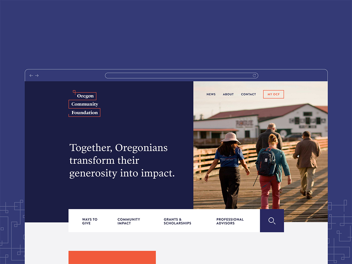 Screenshot of the OCF homepage hero