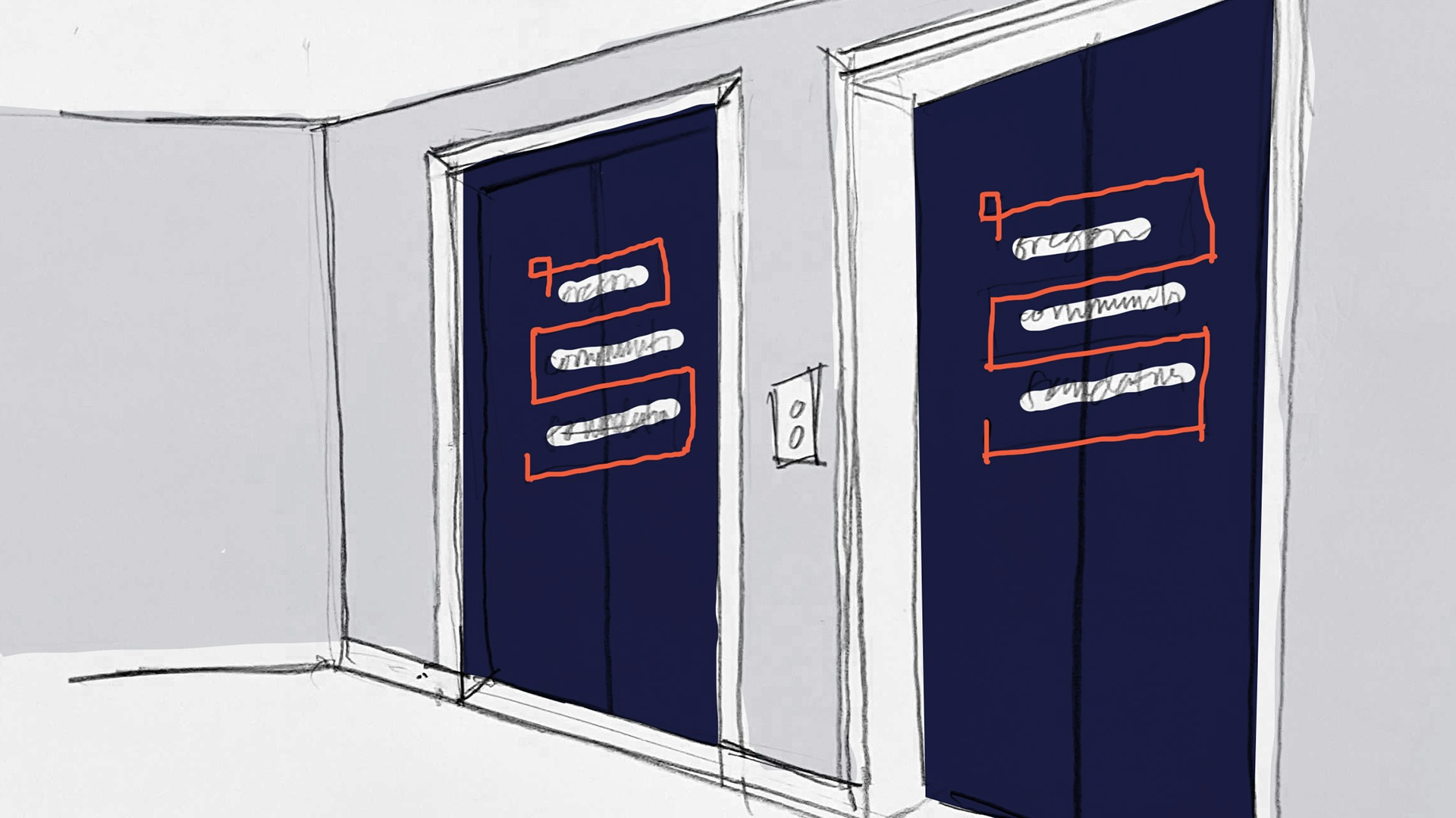 Drawing of evaluators in Oregon Community Foundation office