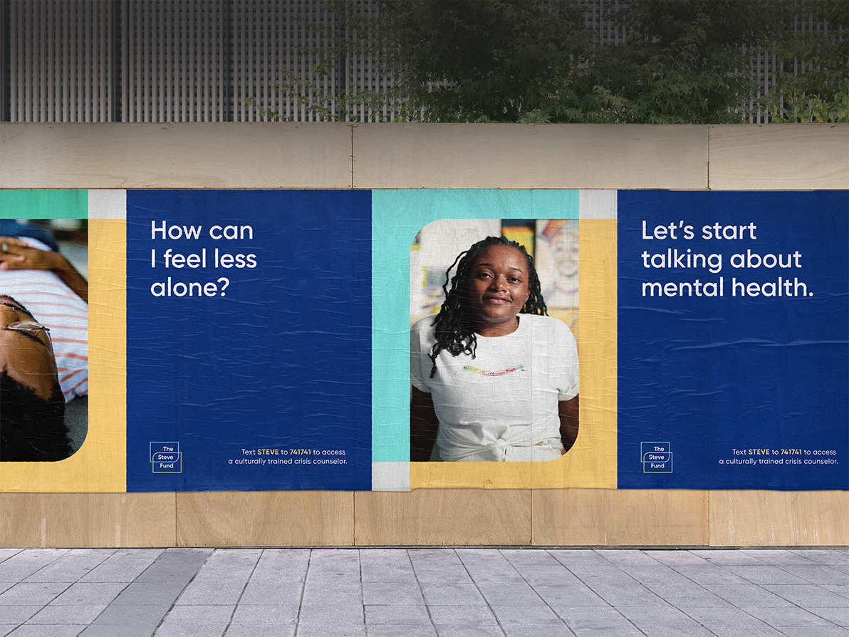 Billboard mockup of The Steve Fund new brand and messaging