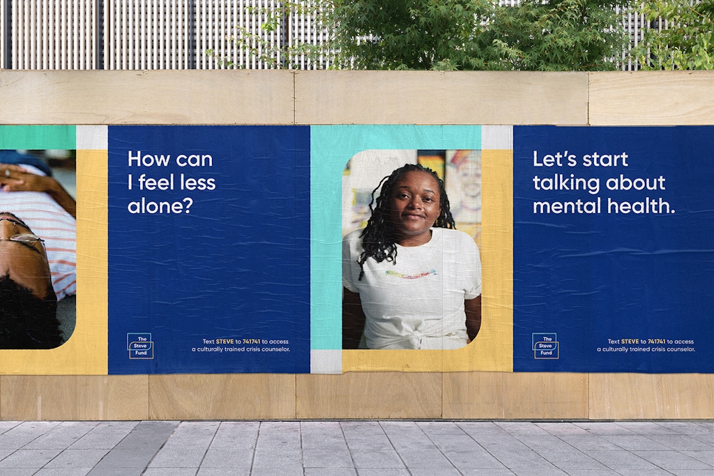 Billboard mockup of The Steve Fund new brand and messaging