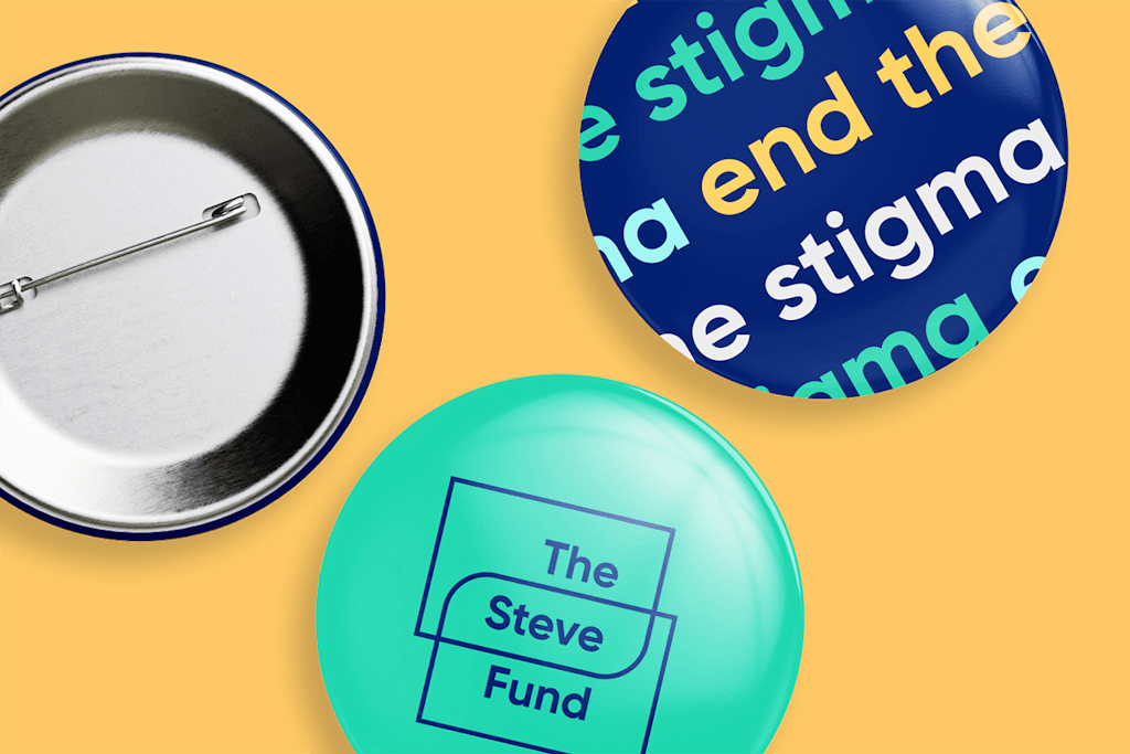 Branded pin buttons for The Steve Fund