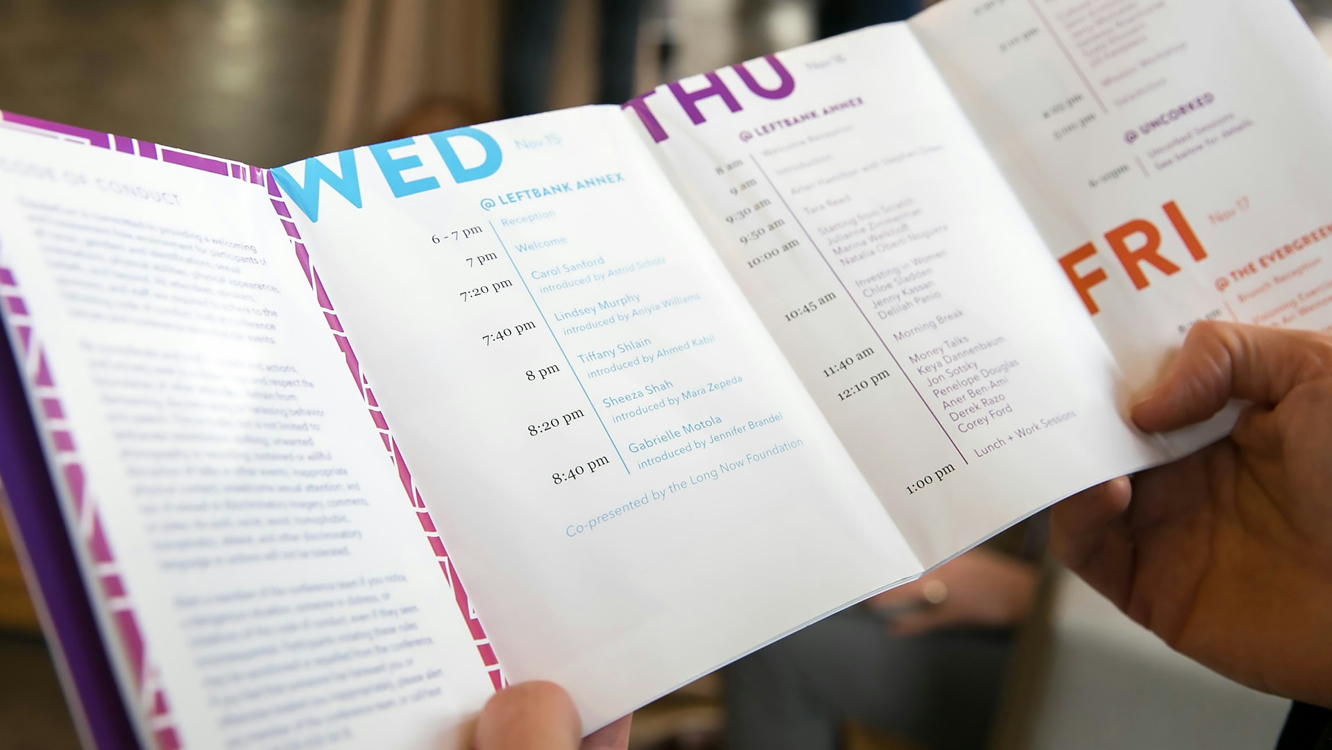 Booklet of conference schedule.