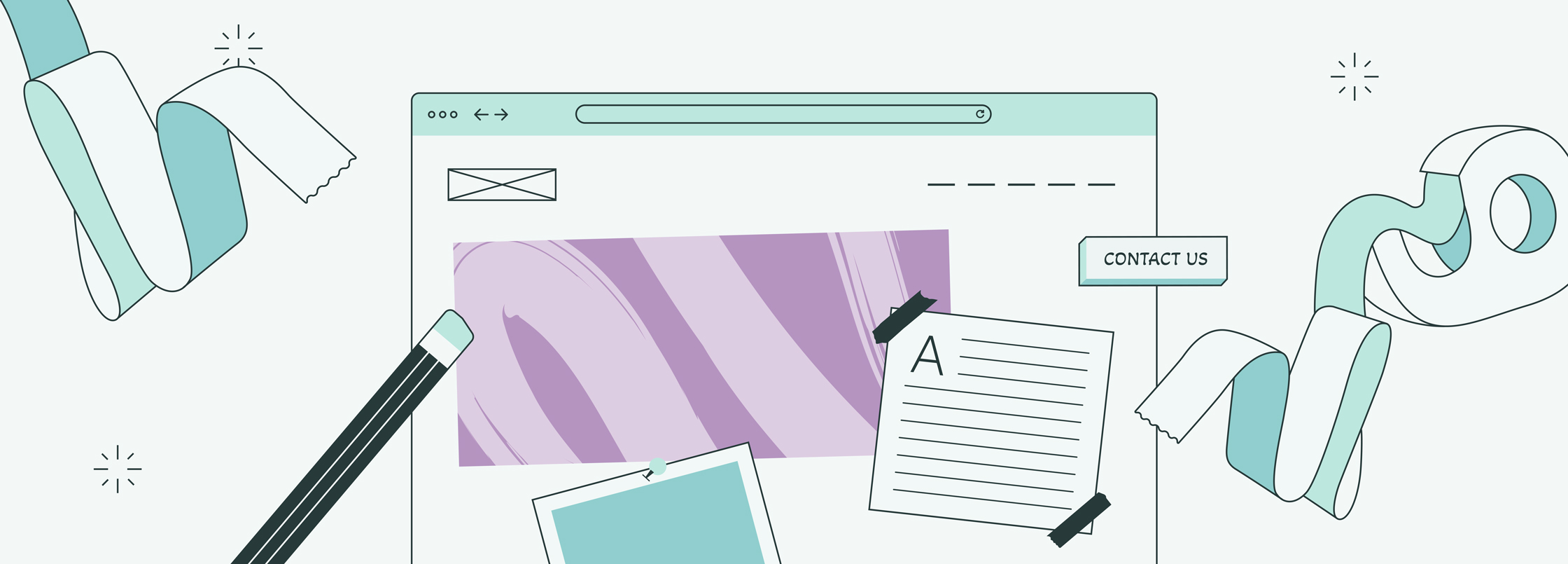 Graphic of clipboard, notes, pencil and scotch tape.