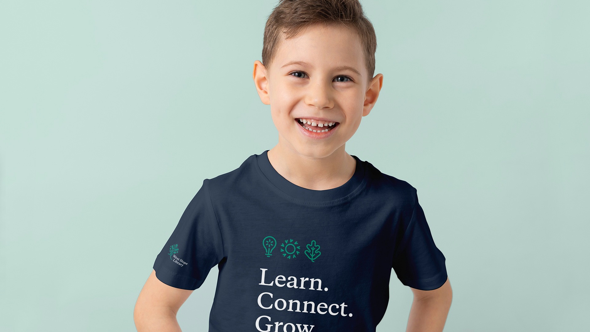 Mockup of branded t-shirt design on a child