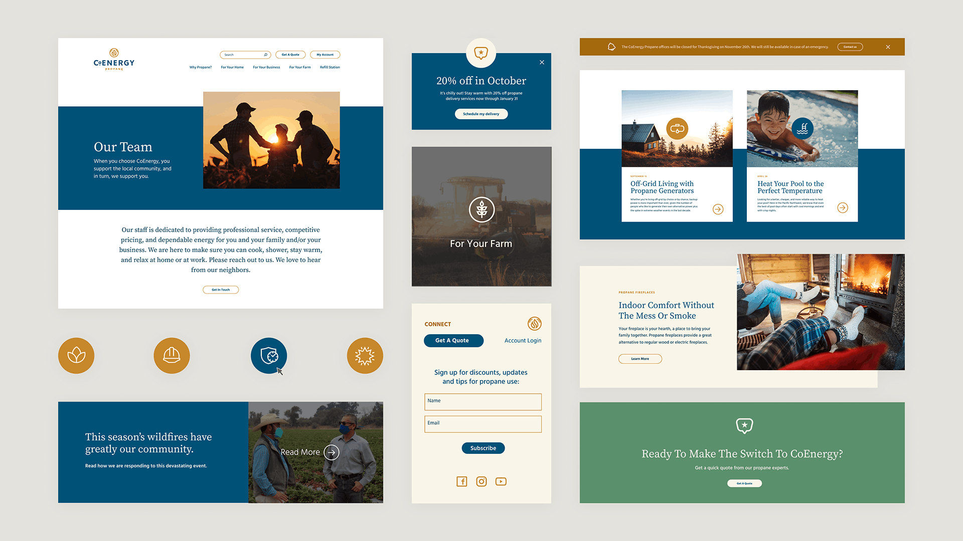 a variety of modules we designed for the CoEnergy website.