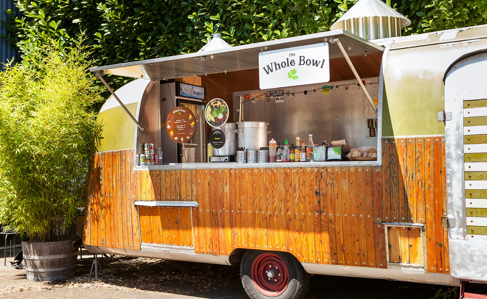 A landscape photograph of a Whole Bowl food truck in Portland, OR.