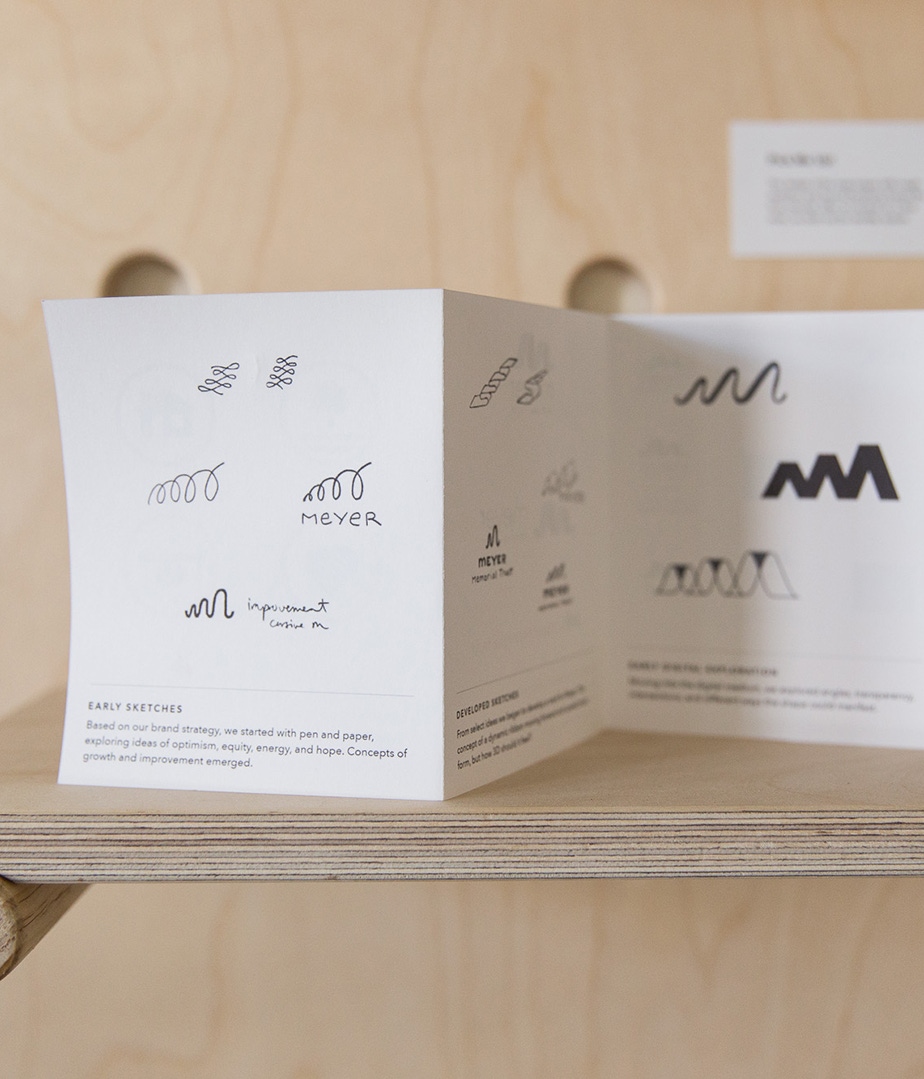 A few of the logo concepts that were not used for Meyer Memorial Trust's rebrand.