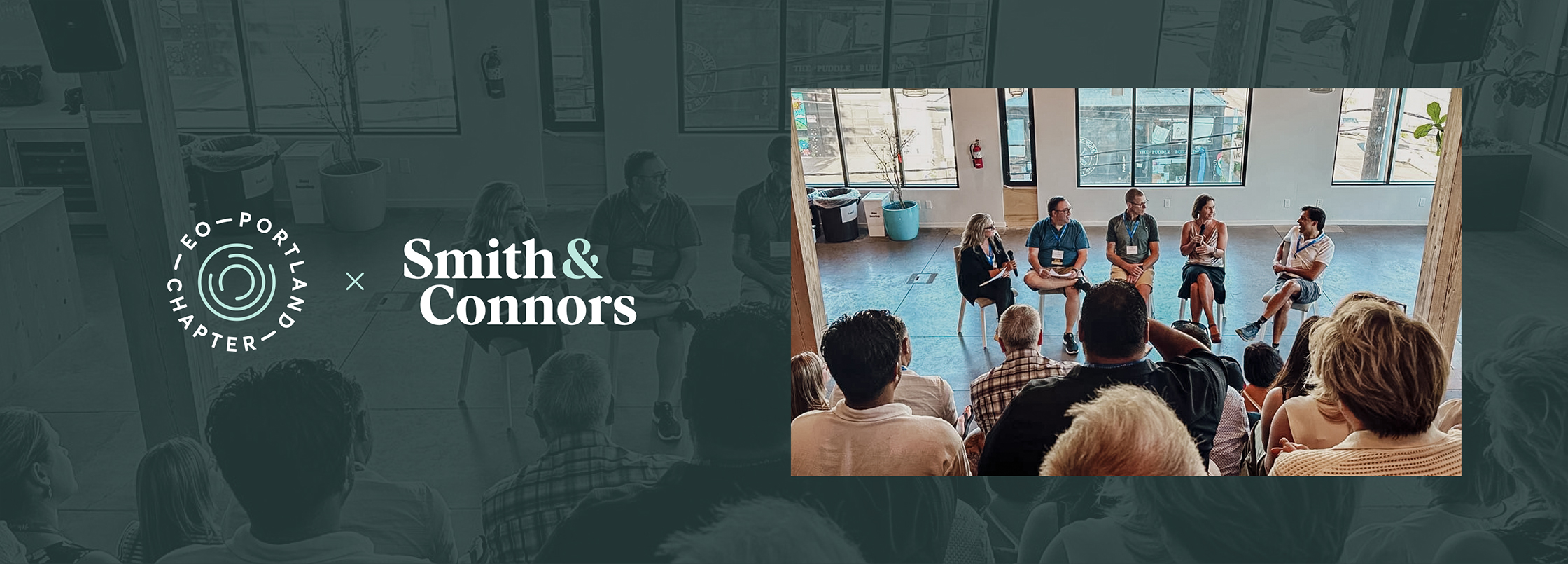 A photograph of Talie Smith speaking at a panel on building high performance teams.