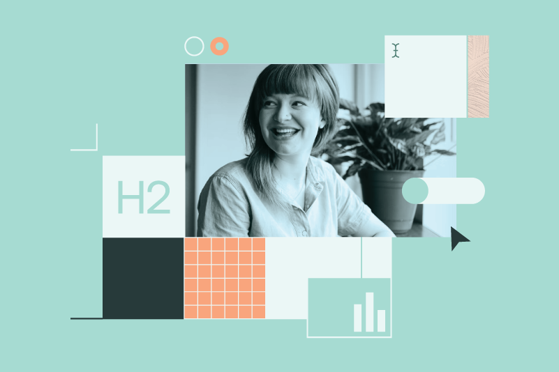 A layered collage with overlapping boxes that represent text, images, and UI elements. This represents the sometimes chaotic web of content types you need to consider as you're building a website.