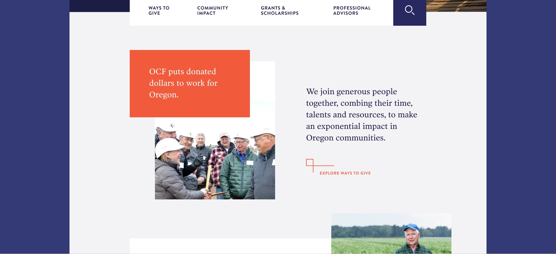 A call-to-action from the Oregon Community Foundation website.
