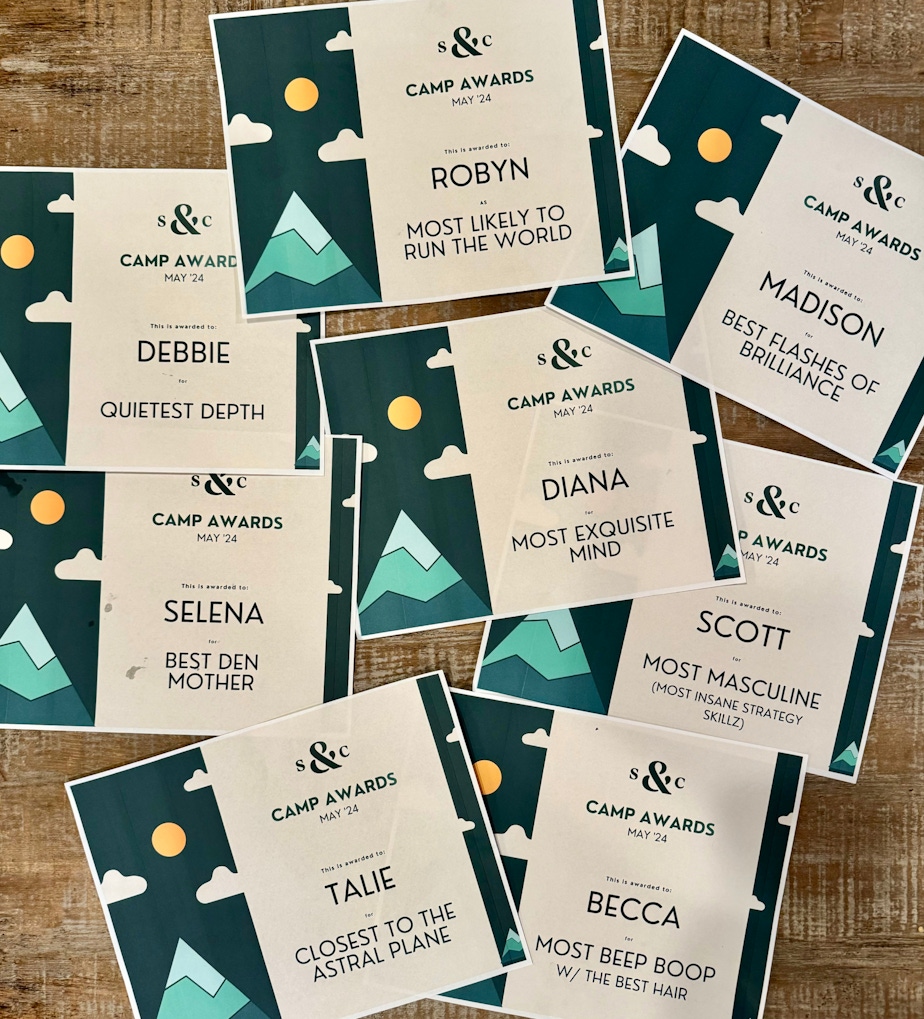 An example of the Spring 2024 camp awards.
