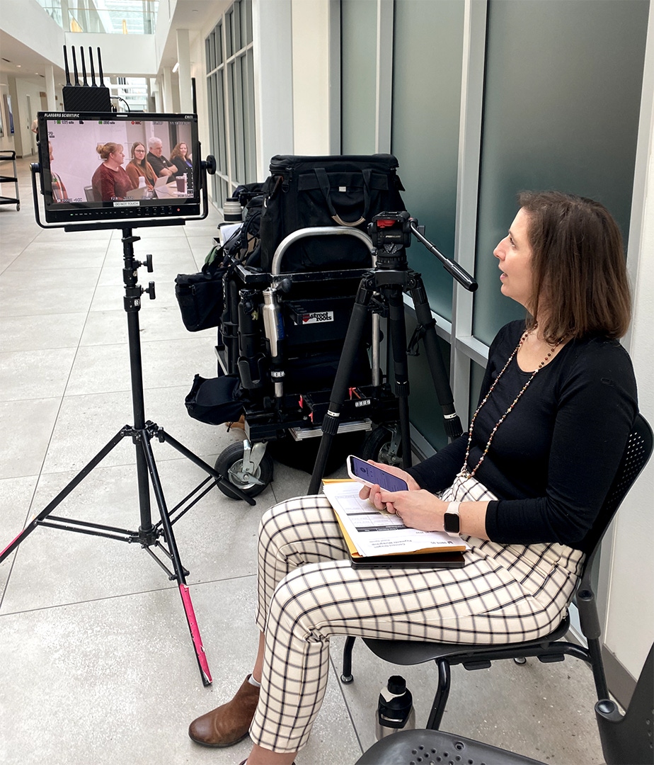 A photograph of Talie Smith at the video shoot day.