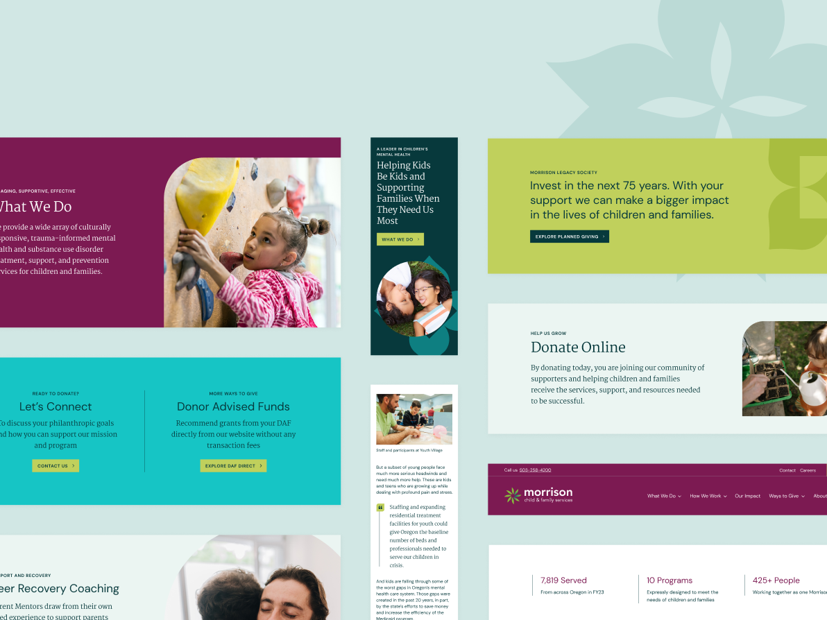 A grid of component designs from the Morrison Child & Family Services website.